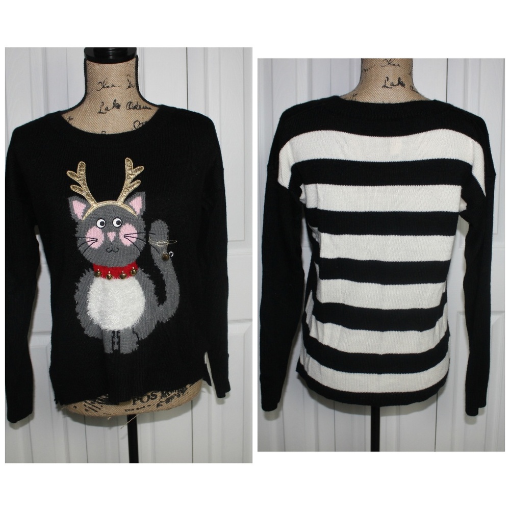 No boundaries Holiday jingle bells Cat sweater